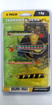 Wigston’s Tasmanian Devil 13.5gram Pack of 4 Brown Trout