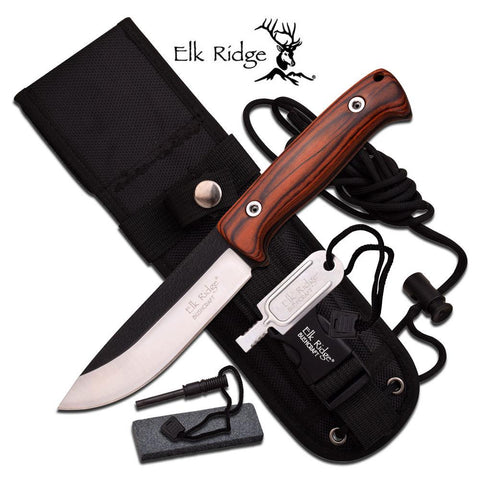 Elk Ridge Fixed Blade Knife 10.5" Brown ER555PW